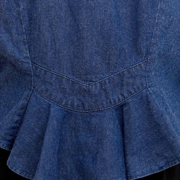 90’s embroidered denim shirt / approx Large - Picture 8 of 8